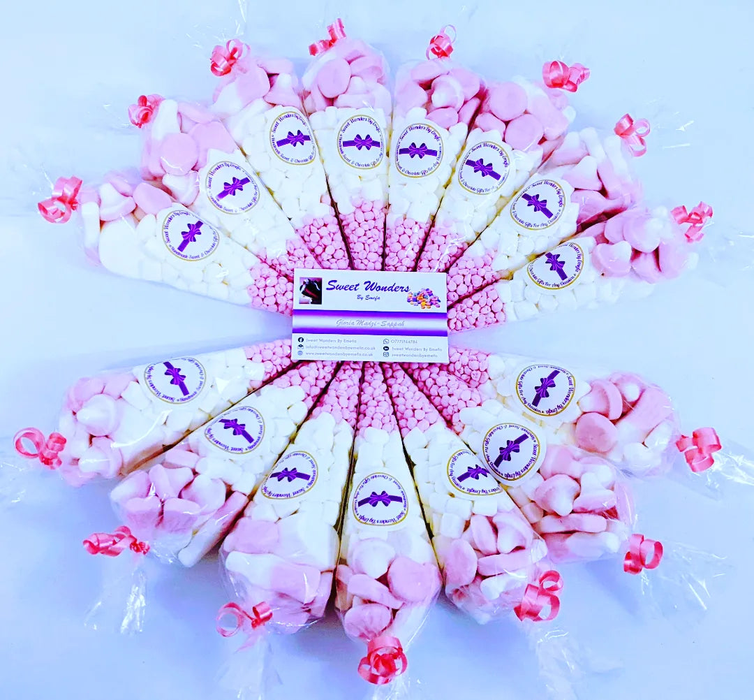 Deluxe Pretty Pink Themed Sweet Cones - Party Favours, Party Bags, Christening, Birthday Party, Treats, Favour Bags, Wedding favour, Baby Shower