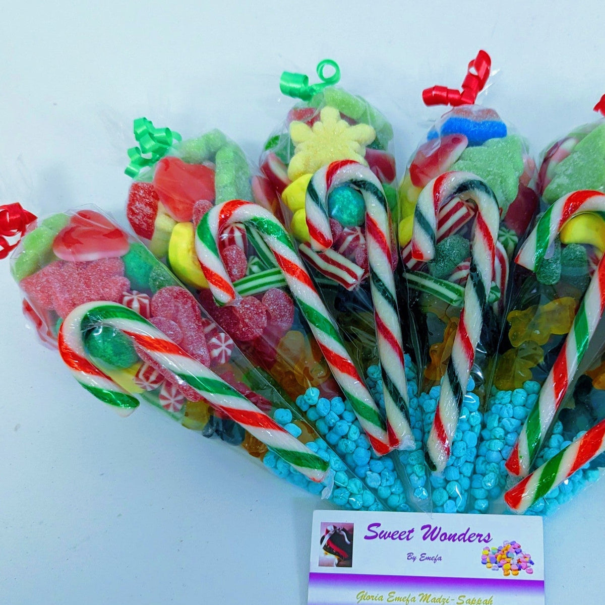 Colourful Christmas sweet cones, filled with festive treats including candy canes, lollipops, gummy bears, and more! Each cone comes beautifully presented, making it a perfect festive treat for children, Christmas parties, school celebrations, and stocking fillers. 🎅🎁

✨ A little cone of Christmas magic in every bite! ✨