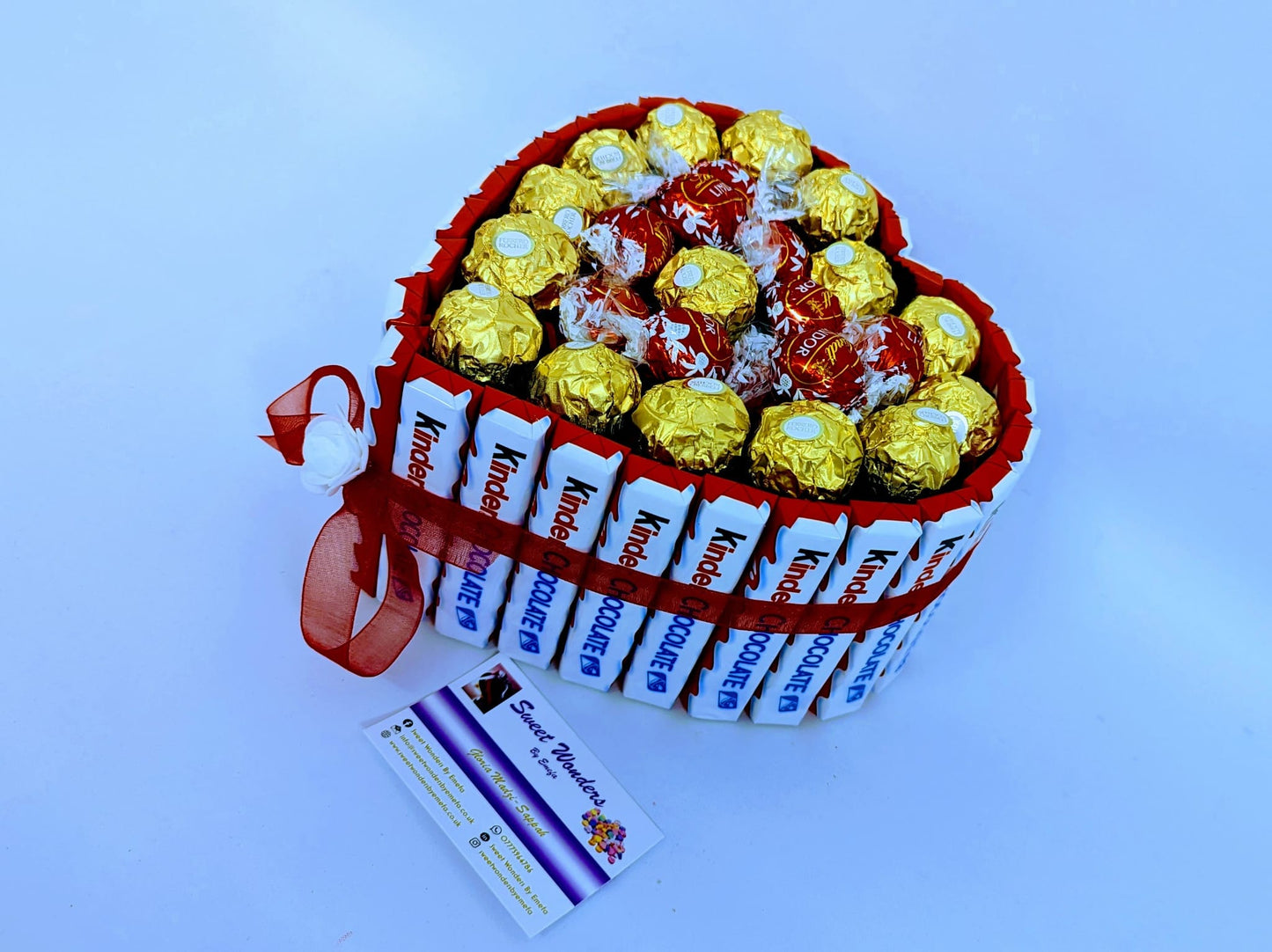 Heart shaped Kinder Chocolate Cake - Chocolate Bouquets