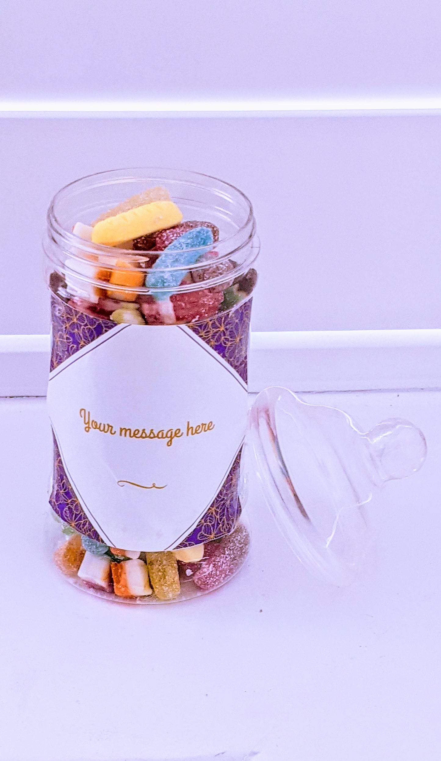 Small Sweet Jars with personalised message in UK