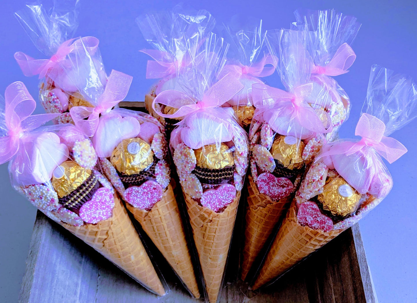 Large Luxury Sweet Cone - Pink Sweets & Gold Ferrero Rocher